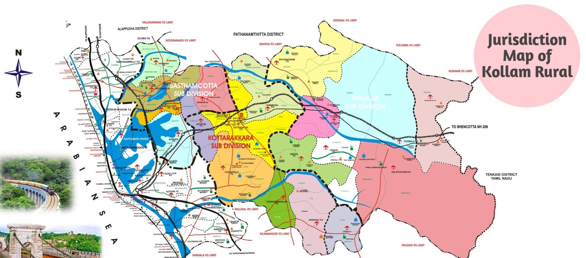 Jurisdiction map of Kollam Rural